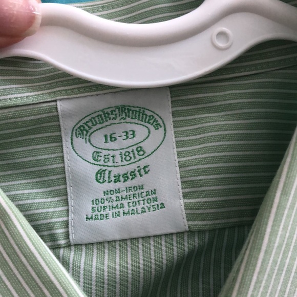 Brooks Brothers - Men’s  dress shirt - green and white stripe - Picture 5 of 6
